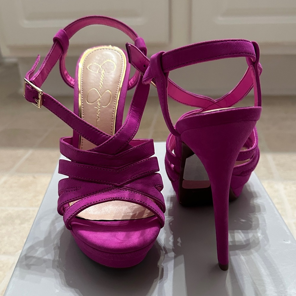 Fuchsia Jessica Simpson Strappy Ultra High Heels